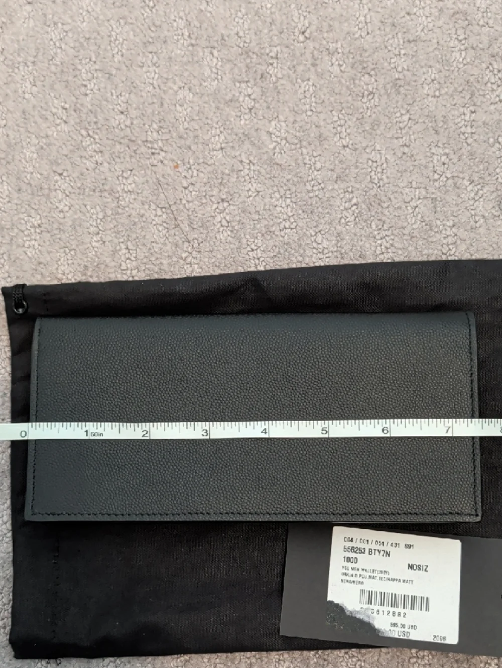 Saint Laurent Black Pebbled Leather Long Wallet - Picture 5 of 7